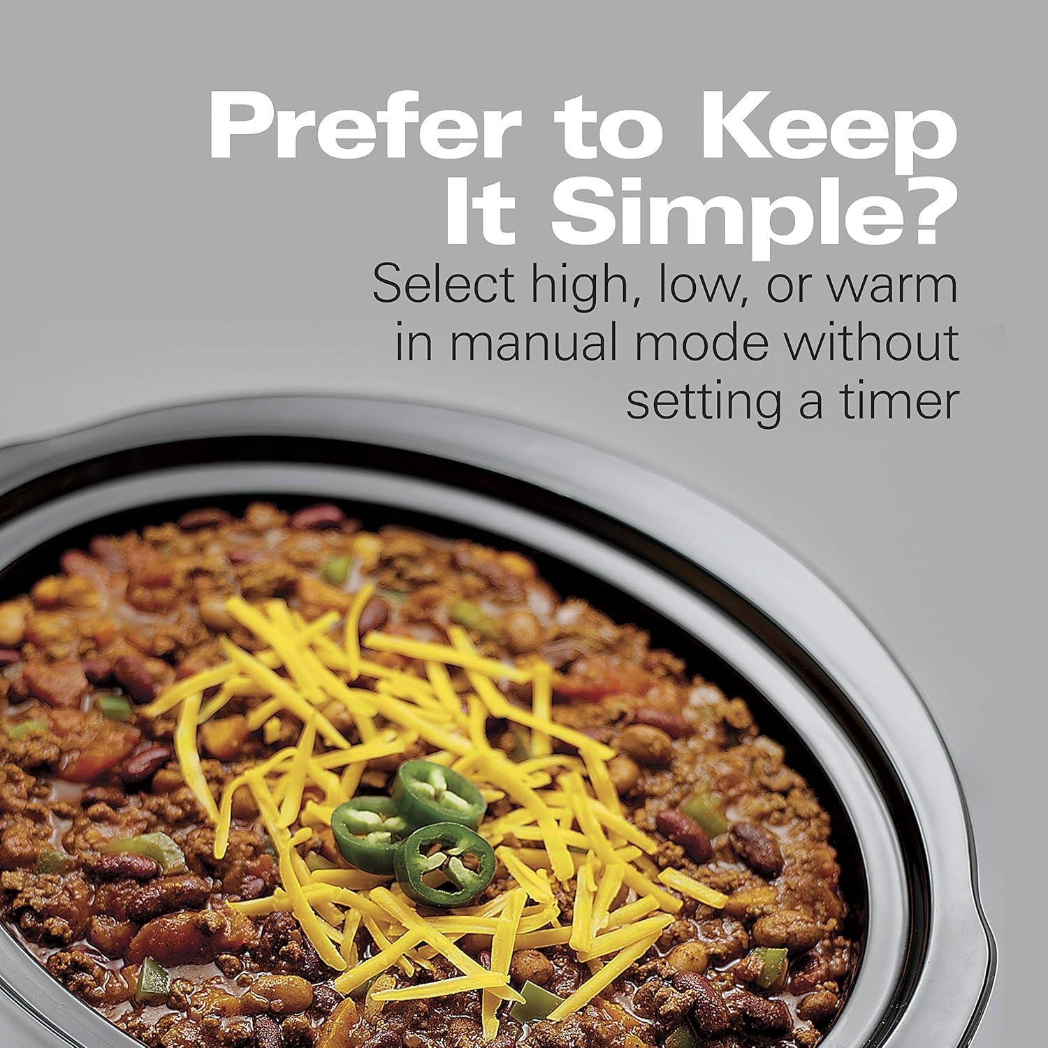 imageHamilton Beach 33861 Portable Programmable Slow Cooker Dishwasher Safe Crock 6 Qt FlexCook Dual Digital Timer2 Heat Settings Lid Lock for Easy Travel Silver