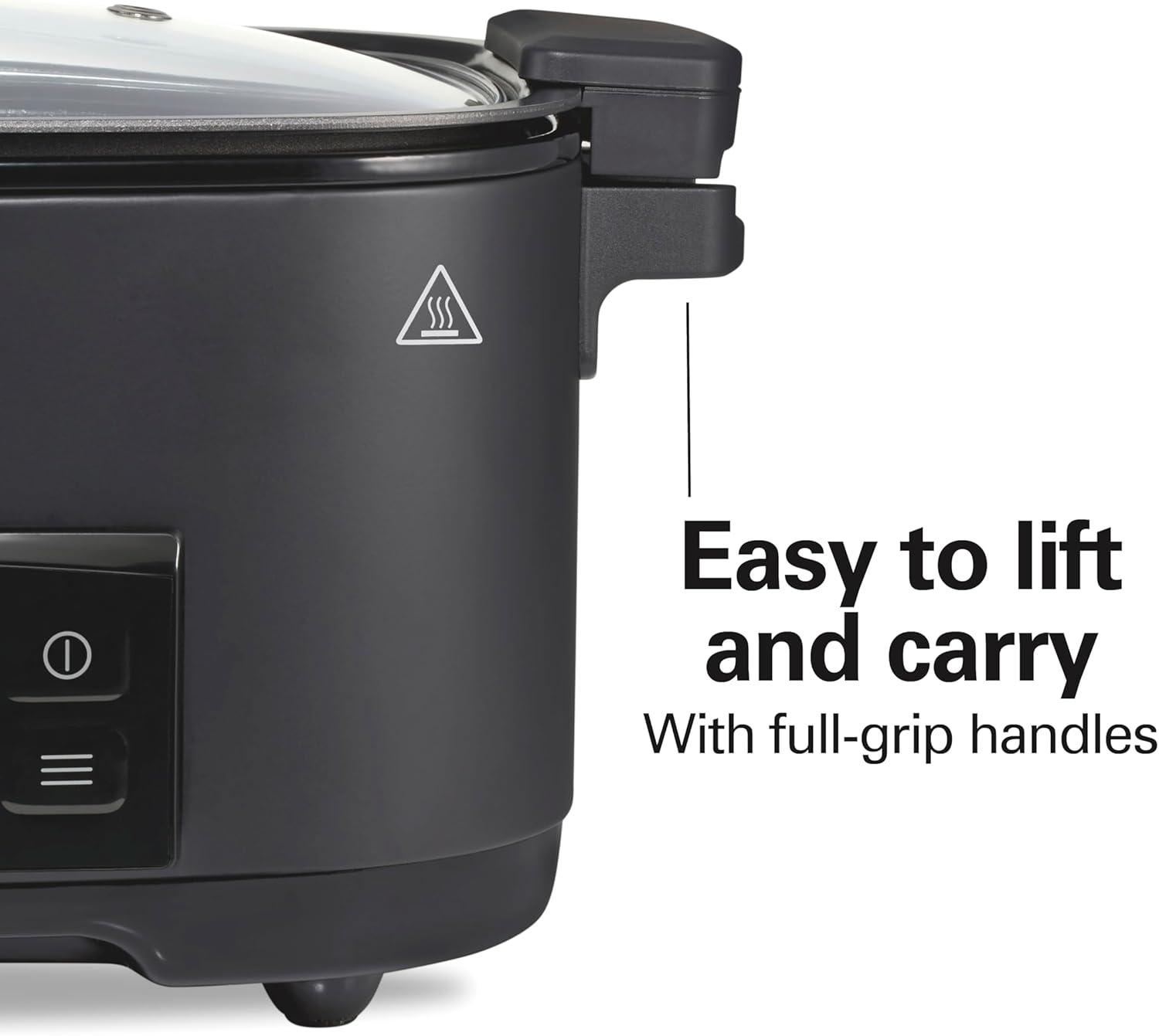 imageHamilton Beach 6 Quart 9in1 Programmable Slow Cooker with Sear Browning Rice Steam Saut Roast Delay Start amp Keep Warm Functions Nonstick PFASFree Dishwasher Safe Crock Black 33604