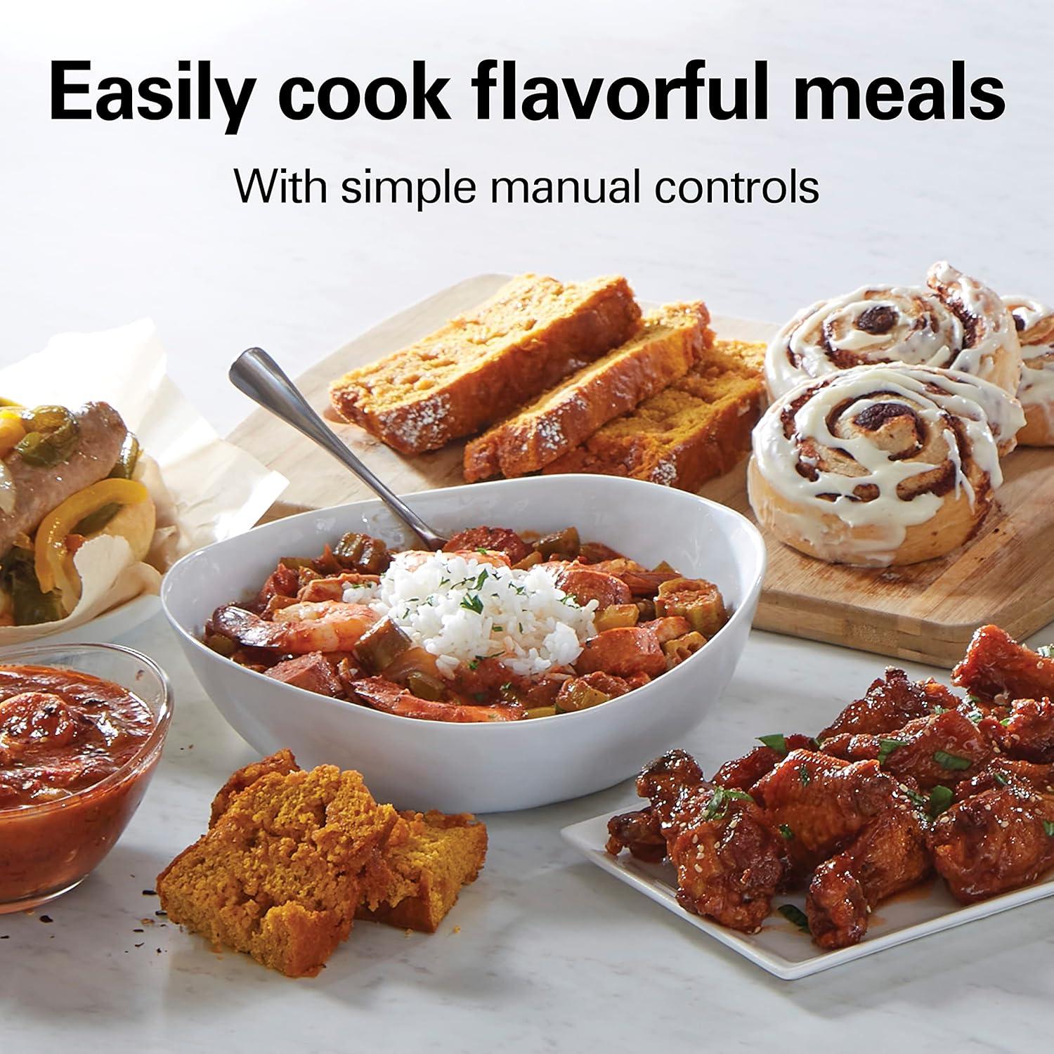 imageHamilton Beach 6Quart Slow Cooker with 3 Cooking Settings DishwasherSafe Stoneware Crock amp Glass Lid Silver 33665GSilver White