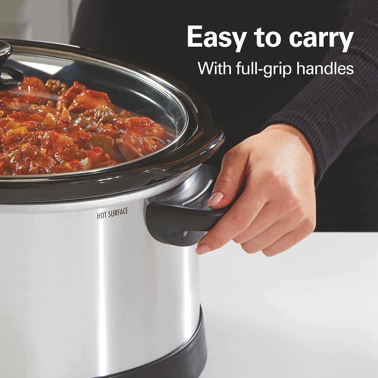 imageHamilton Beach 8 Quart Programmable Slow Cooker with Three Temperature Settings Dishwasher Safe Crock and Lid Silver 33480