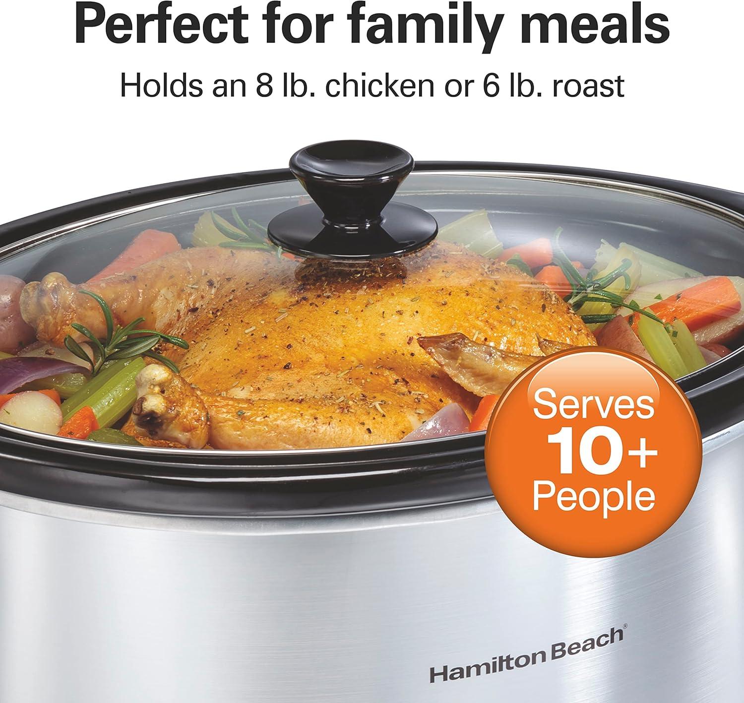 imageHamilton Beach 8 Quart Programmable Slow Cooker with Three Temperature Settings Dishwasher Safe Crock and Lid Silver 33480