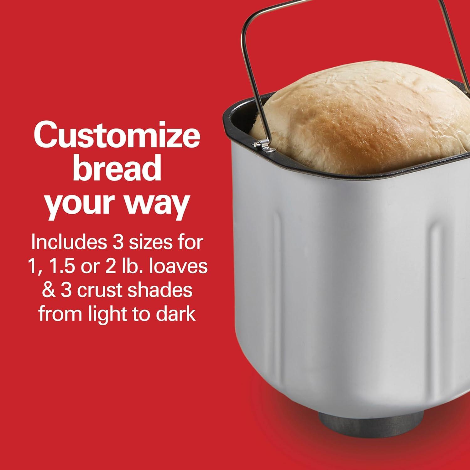 imageHamilton Beach Digital Electric Bread Maker Machine Artisan and GlutenFree 2 lbs Capacity 14 Settings White and Stainless Steel 29987White and Stainless Steel