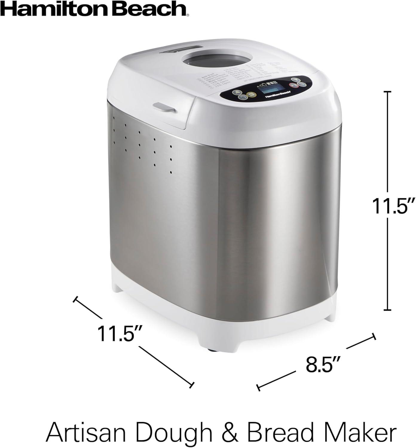 imageHamilton Beach Digital Electric Bread Maker Machine Artisan and GlutenFree 2 lbs Capacity 14 Settings White and Stainless Steel 29987White and Stainless Steel