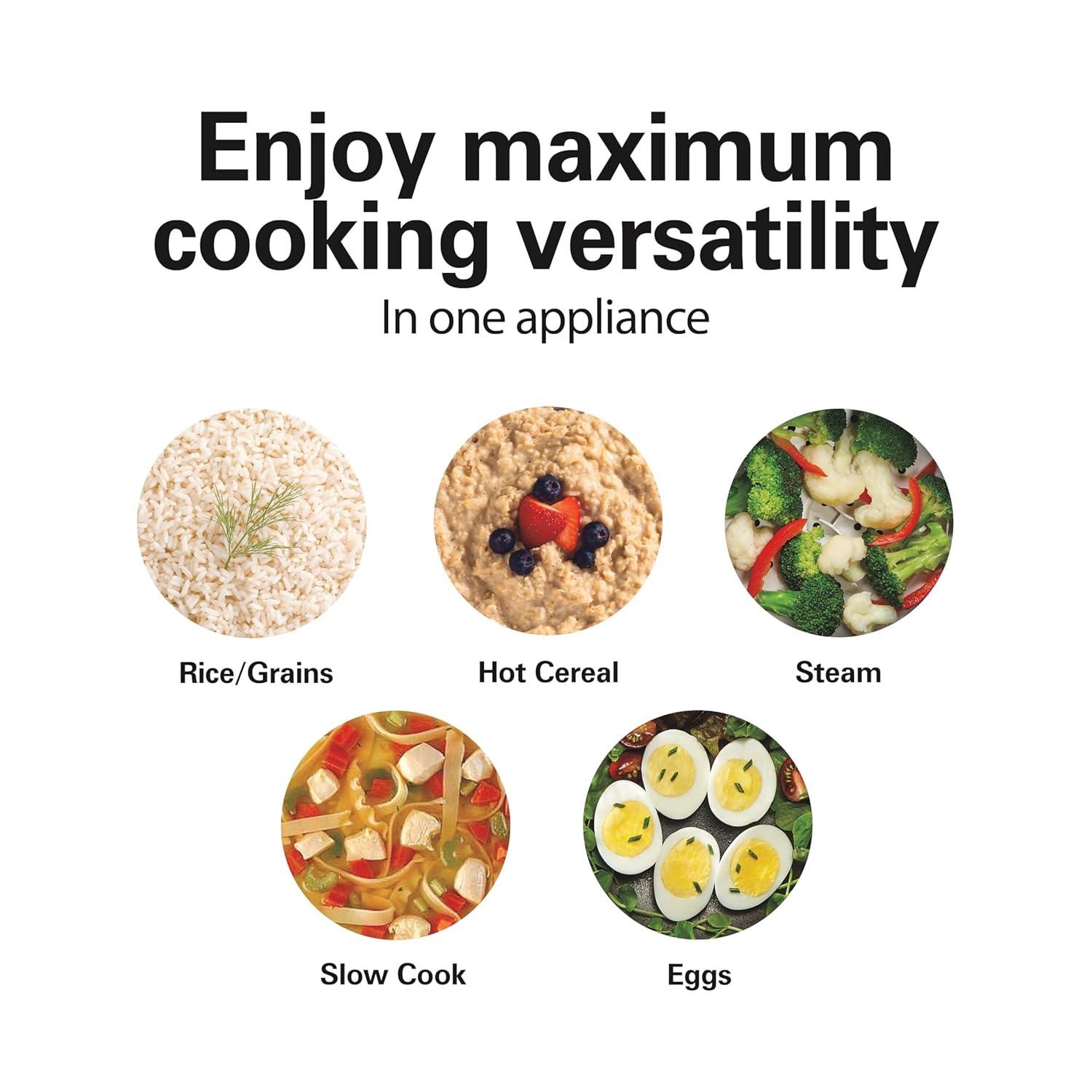 imageHamilton Beach Digital Programmable Rice Cooker amp Food Steamer 8 Cups Cooked 4 Uncooked With Steam amp Rinse Basket Stainless Steel 37518Stainless Steel