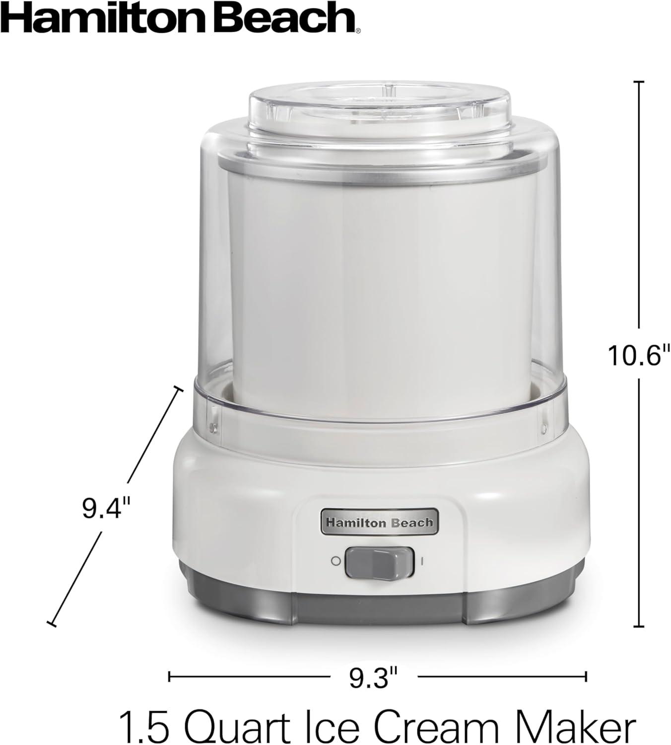 imageHamilton Beach Electric Automatic Ice Cream Maker Frozen Yogurt Sorbet Custard 15 quart White 6888015 quart