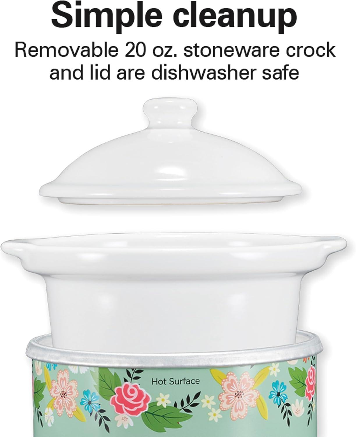 imageHamilton Beach Party Dipper Electric Food Warmer Twin Pack Great for Entertaining and Gifts 20 oz Capacity For Desserts Dips Sauces Cheeses Solid Pink and Colorful Floral Print 33102