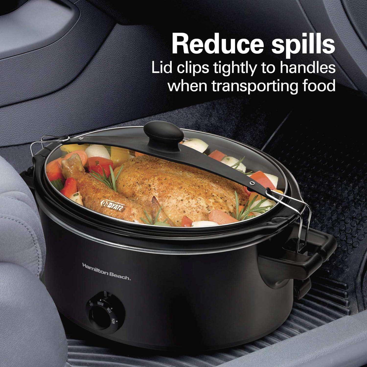 imageHamilton Beach Stay or Go Portable Slow Cooker with Lid Lock DishwasherSafe Crock 6Quart Black 33261Black