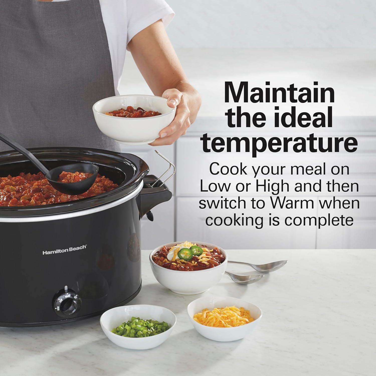 imageHamilton Beach Stay or Go Portable Slow Cooker with Lid Lock DishwasherSafe Crock 6Quart Black 33261Black
