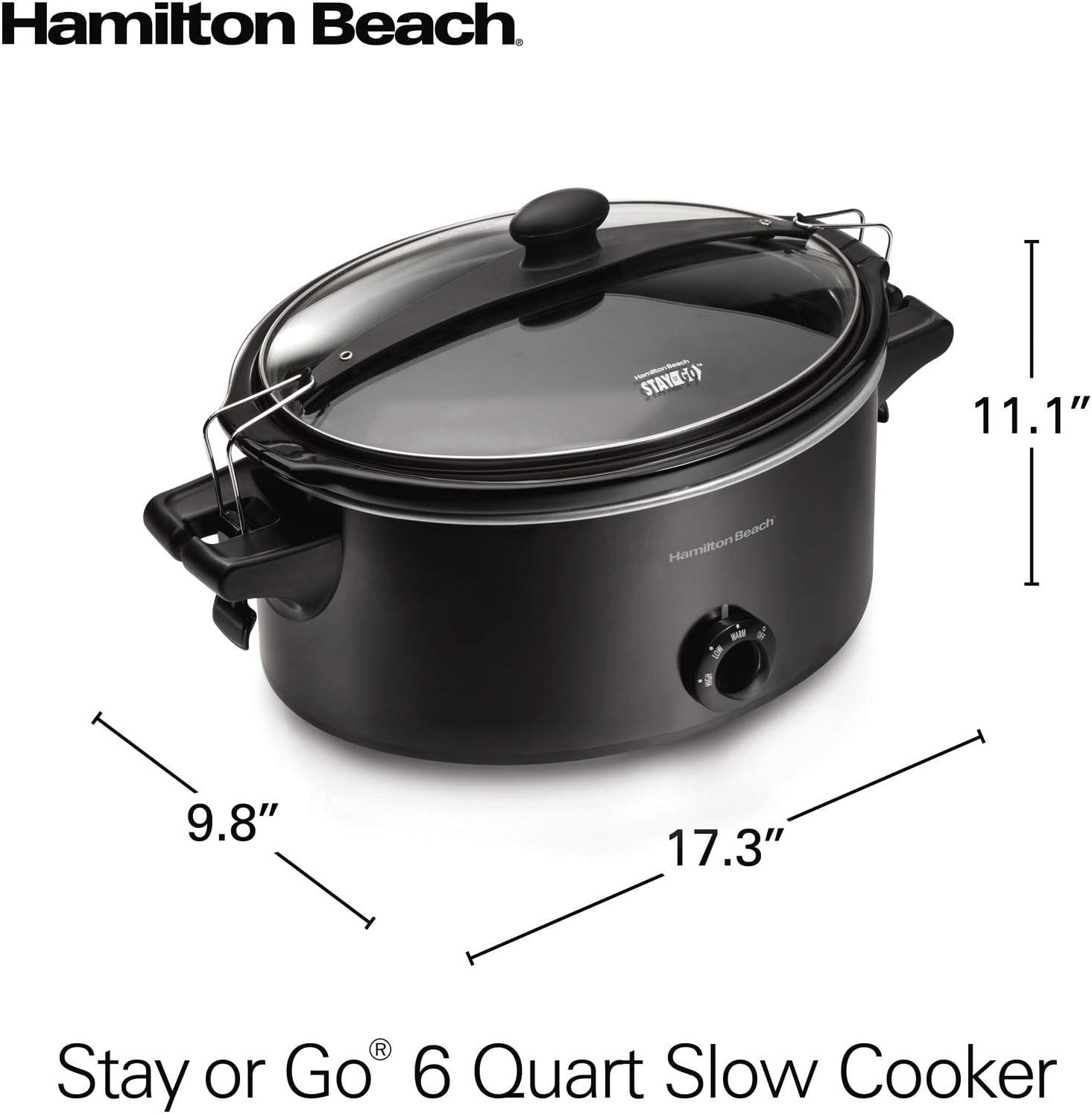 imageHamilton Beach Stay or Go Portable Slow Cooker with Lid Lock DishwasherSafe Crock 6Quart Black 33261Black