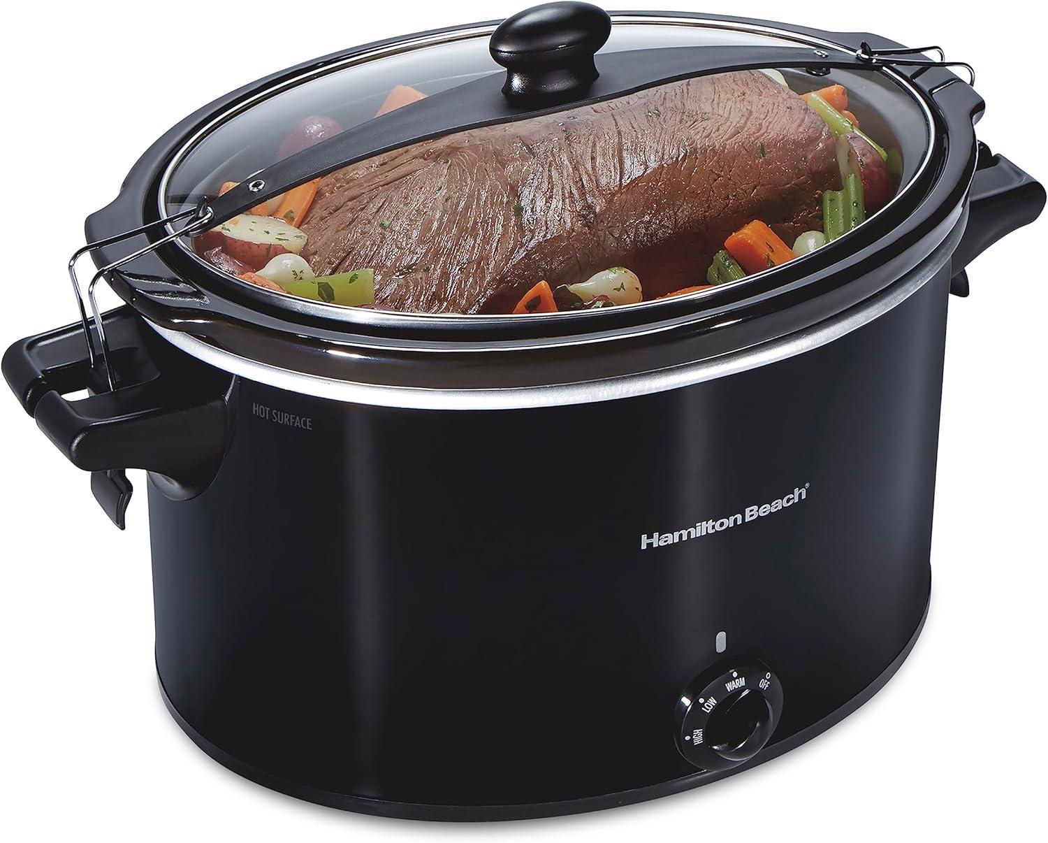 imageHamilton Beach Stay or Go Portable Slow Cooker with Lid Lock DishwasherSafe Crock 6Quart Black 33261Black