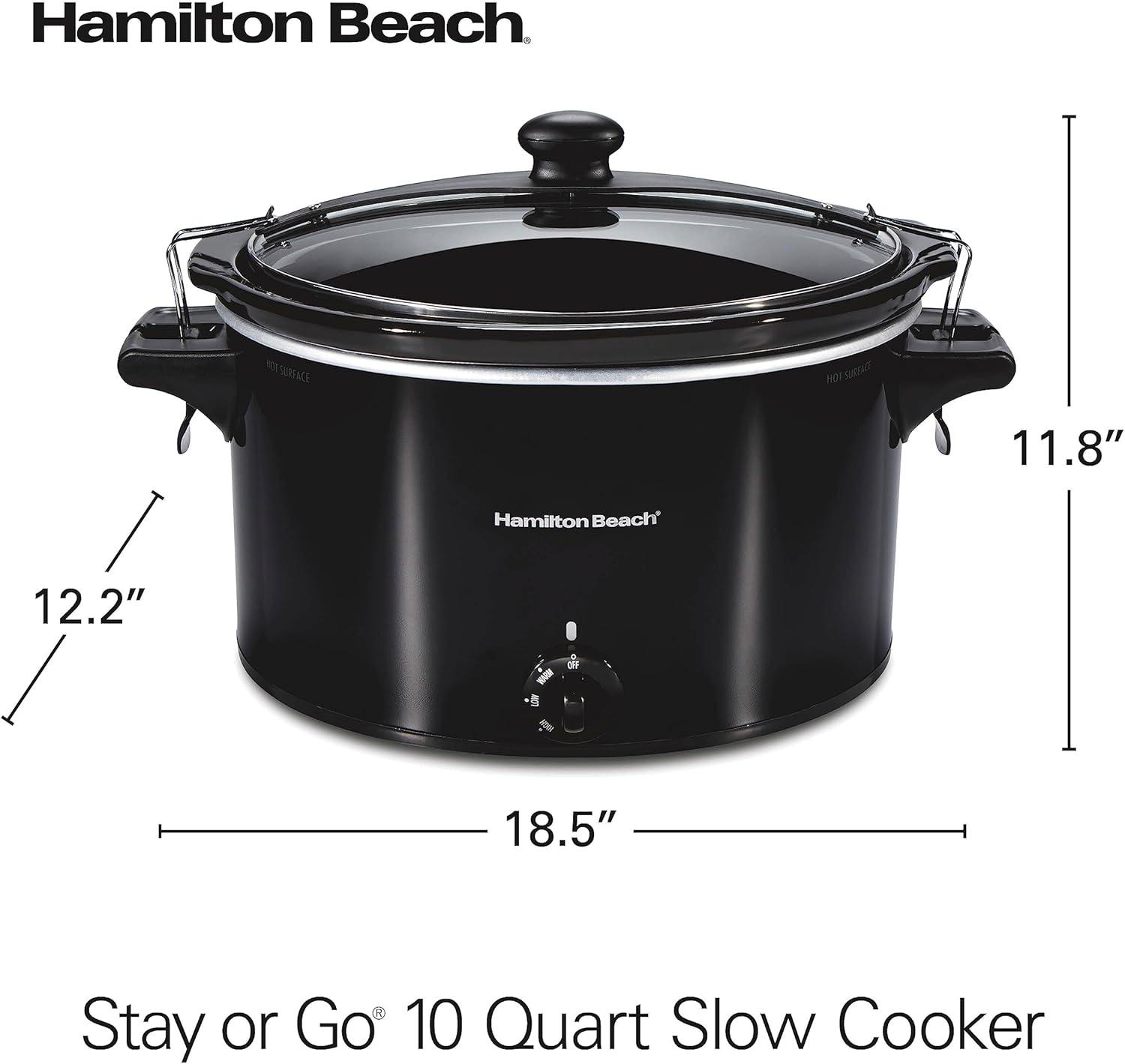imageHamilton Beach Stay or Go Portable Slow Cooker with Lid Lock DishwasherSafe Crock 6Quart Black 33261Black