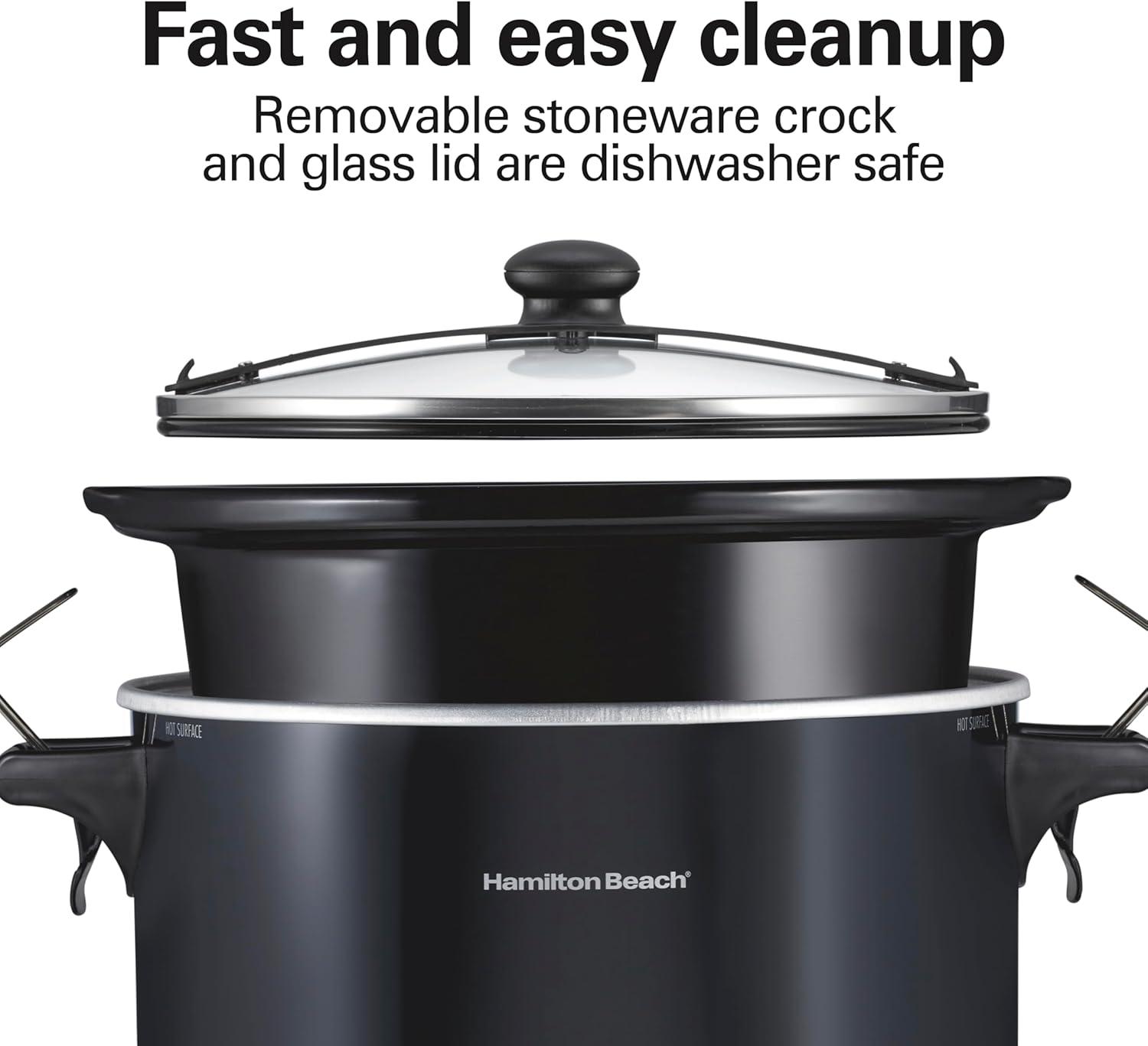 imageHamilton Beach Stay or Go Portable Slow Cooker with Lid Lock DishwasherSafe Crock 6Quart Black 33261Black