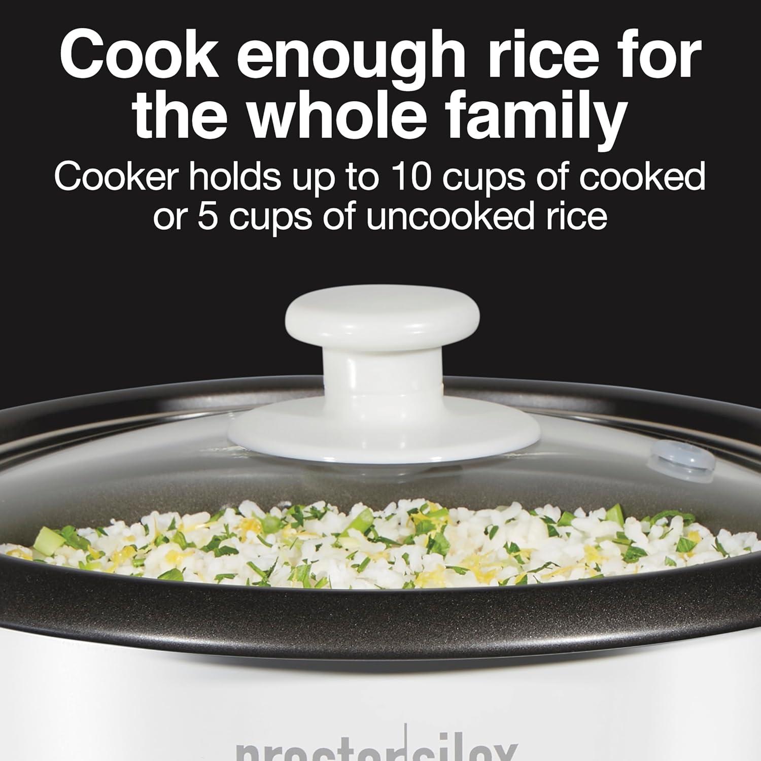 imageProctor Silex Rice Cooker amp Food Steamer 30 Cups Cooked 15 Cups Uncooked Includes Steam and Rinsing Basket Black 37555White