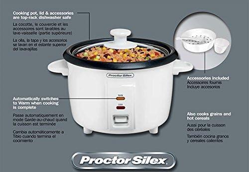 imageProctor Silex Rice Cooker amp Food Steamer 30 Cups Cooked 15 Cups Uncooked Includes Steam and Rinsing Basket Black 37555White 37534NR