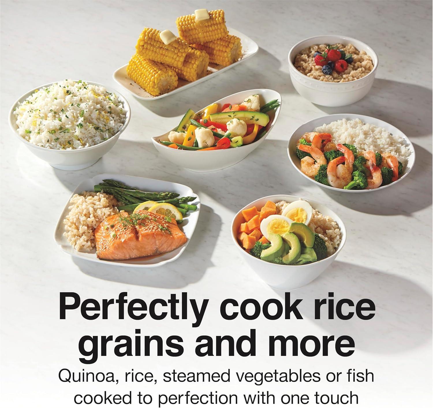 imageProctor Silex Rice Cooker amp Food Steamer 30 Cups Cooked 15 Cups Uncooked Includes Steam and Rinsing Basket Black 37555White