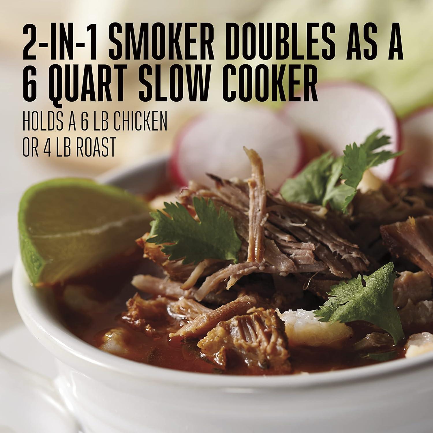 imageWESTON 2in1 Programmable Slow Cooker amp Electric Indoor Smoker 6 Quart 3Tier Smoking Rack for Meat Cheese and More Dishwasher Safe Crock Temperature Probe Includes 16 oz Party Dipper BlackBlack No Party Dipper