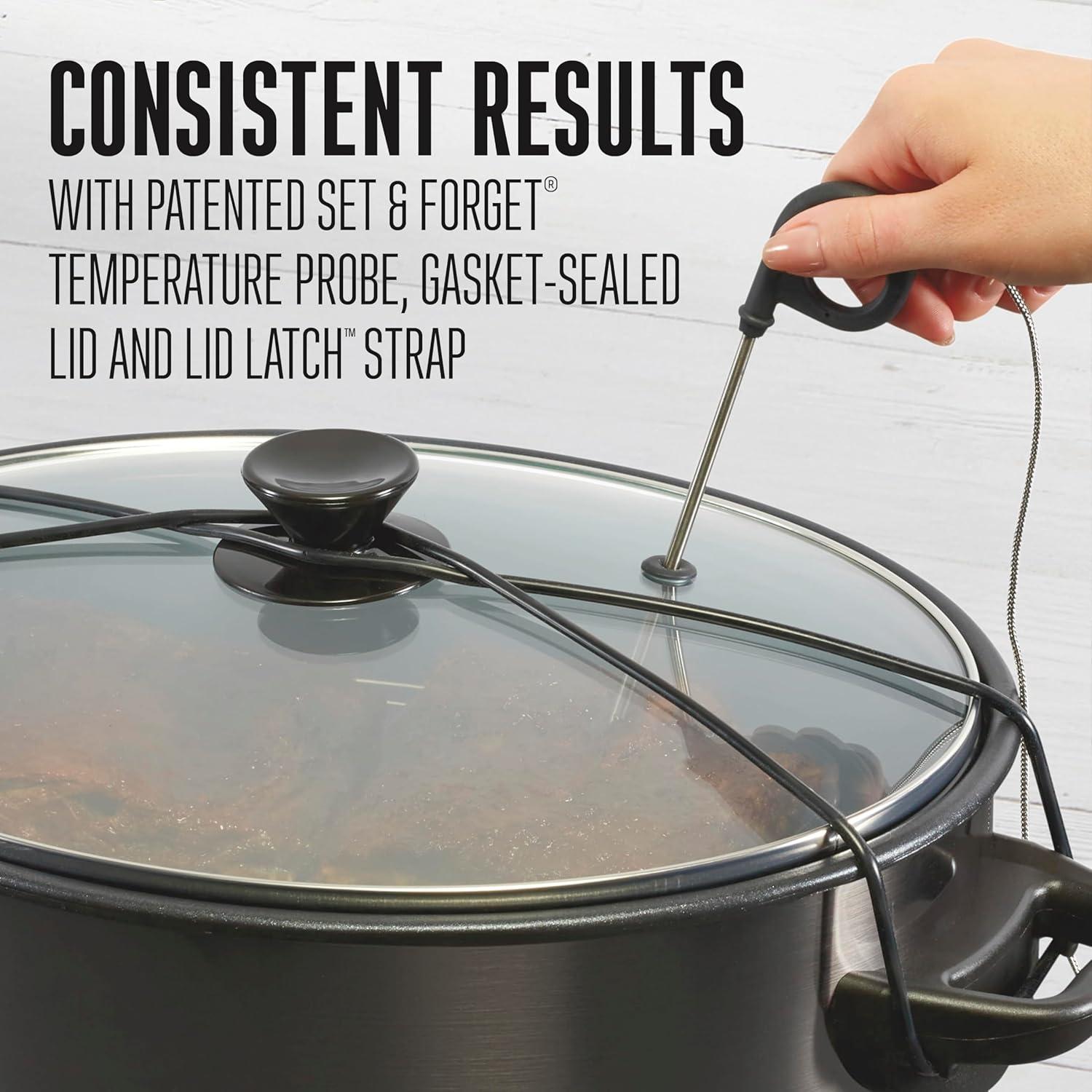 imageWESTON 2in1 Programmable Slow Cooker amp Electric Indoor Smoker 6 Quart 3Tier Smoking Rack for Meat Cheese and More Dishwasher Safe Crock Temperature Probe Includes 16 oz Party Dipper BlackBlack No Party Dipper