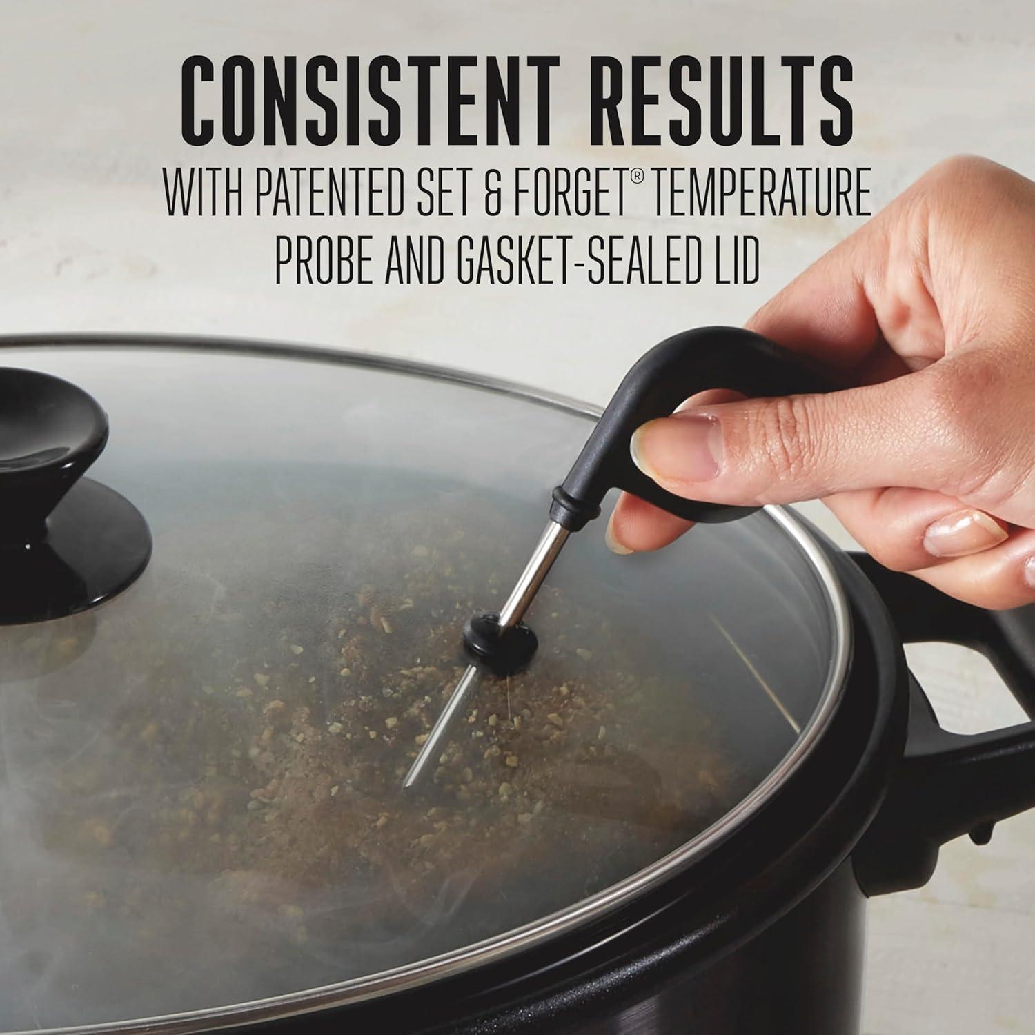 imageWESTON 2in1 Programmable Slow Cooker amp Electric Indoor Smoker 6 Quart 3Tier Smoking Rack for Meat Cheese and More Dishwasher Safe Crock Temperature Probe Includes 16 oz Party Dipper BlackBlack With Party Dipper