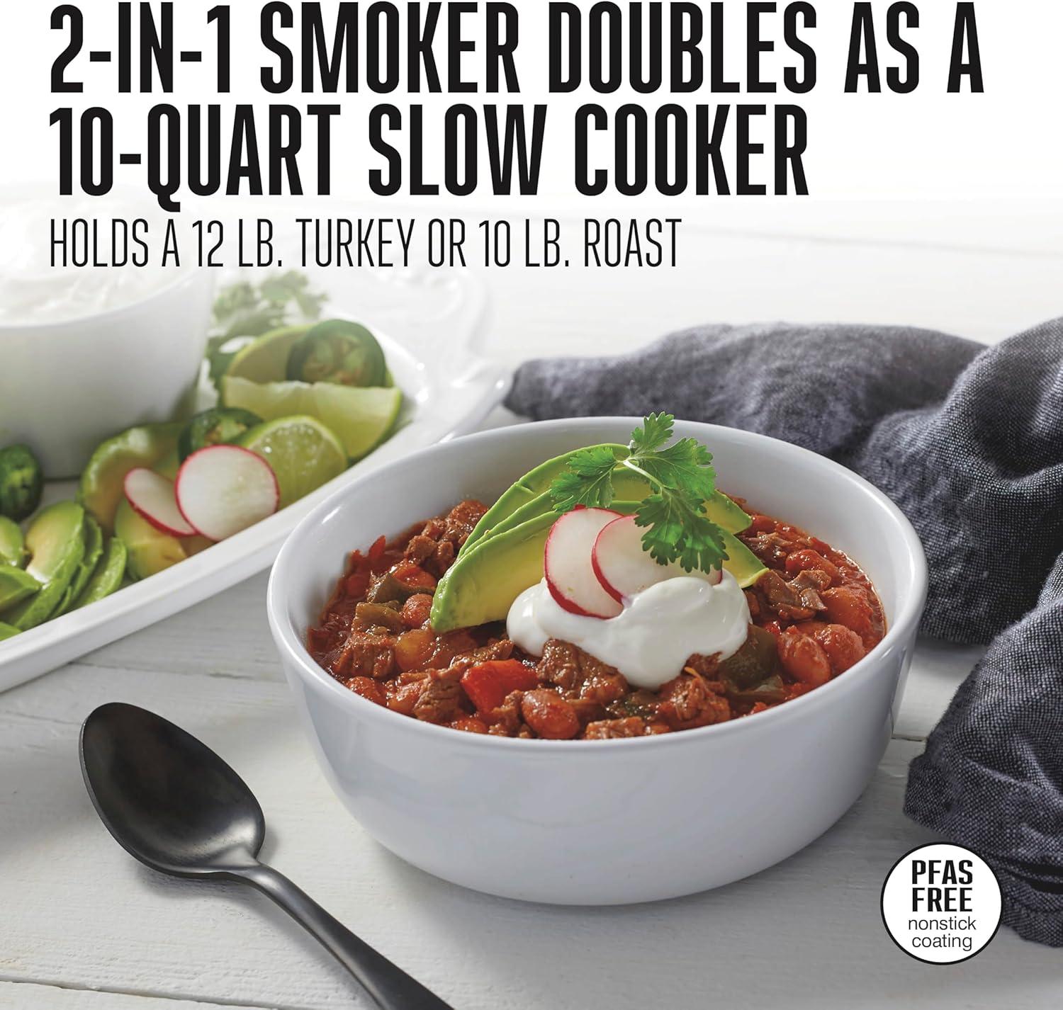 imageWESTON 2in1 Programmable Slow Cooker amp Electric Indoor Smoker 6 Quart 3Tier Smoking Rack for Meat Cheese and More Dishwasher Safe Crock Temperature Probe Includes 16 oz Party Dipper BlackBlack No Party Dipper