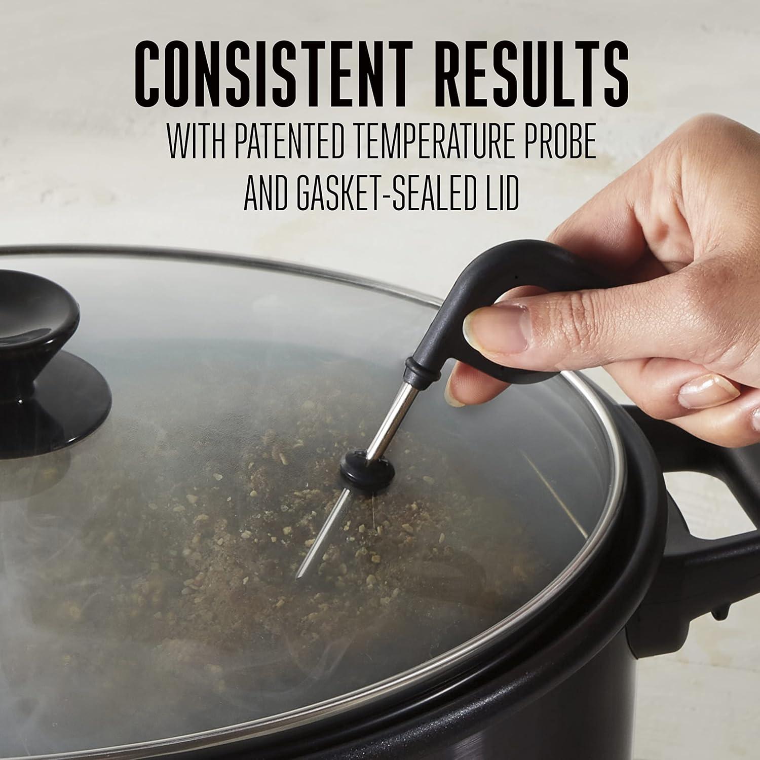 imageWESTON 2in1 Programmable Slow Cooker amp Electric Indoor Smoker 6 Quart 3Tier Smoking Rack for Meat Cheese and More Dishwasher Safe Crock Temperature Probe Includes 16 oz Party Dipper BlackBlack No Party Dipper