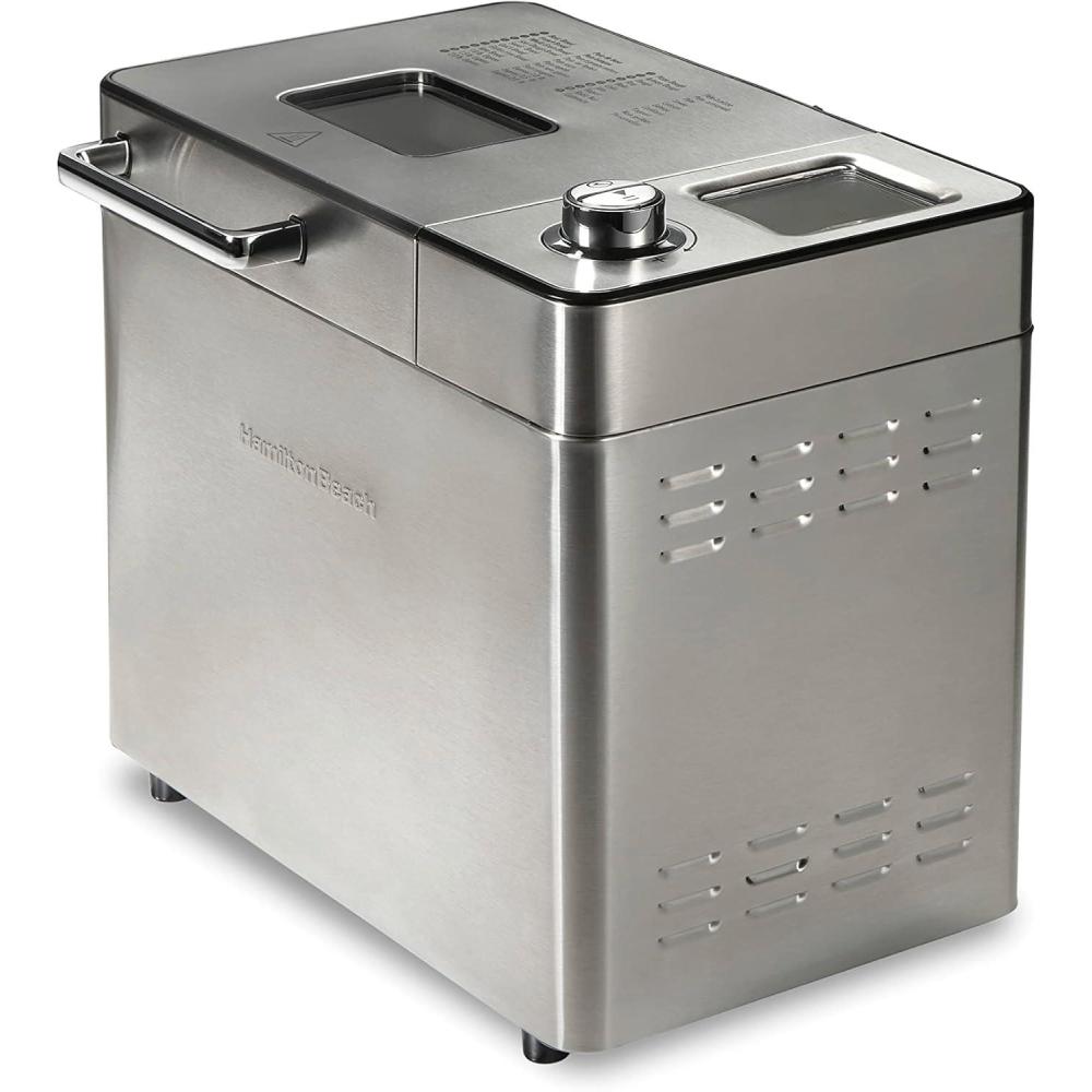 imageHamilton Beach 29890 Premium Dough amp Bread Maker Machine with Auto Fruit and Nut Dispenser 2 lb Loaf Capacity 21 Programmable Settings Includes Gluten FreeKeto Stainless SteelStainless Steel