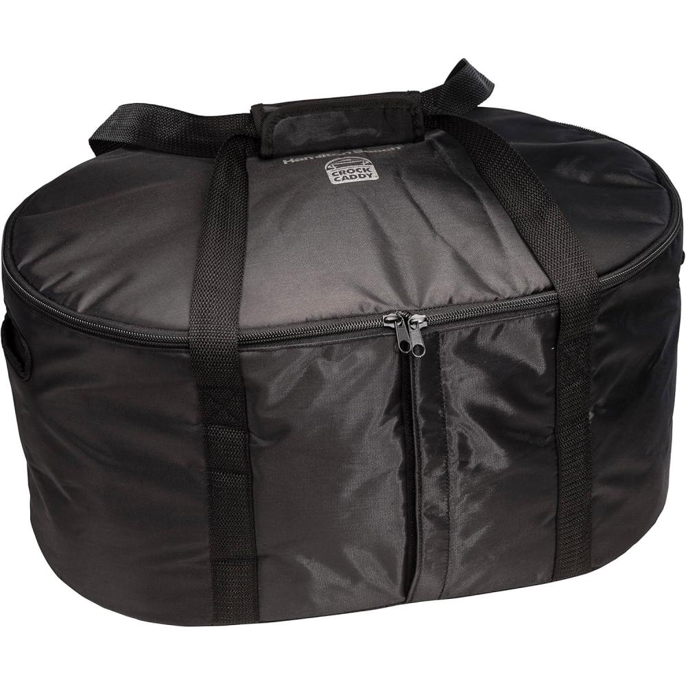 imageHamilton Beach Portable Slow Cooker Travel Bag Insulated Carrier Case for 4 5 6 7 amp 8 Quart Crock Internal Mesh Net Holds Pot in Place Compatible With Other Brands Black 33002