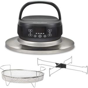 Hamilton Beach Air Fryer Lid, Fits 6 Quart Oval Slow Cooker Crock, With Fry Basket and Tray, Works with Multiple Brands (33602)