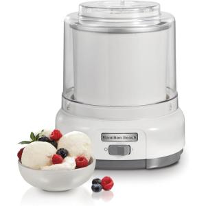 Hamilton Beach Electric Automatic Ice Cream Maker, Frozen Yogurt, Sorbet, Custard, 1.5 quart, White (68880)(1.5 quart)