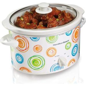 Hamilton Beach Slow Cooker with 3 Cooking Settings, Dishwasher-Safe Stoneware Crock & Glass, 8-Quart Built-In Lid Rest, Black(Multicolor)