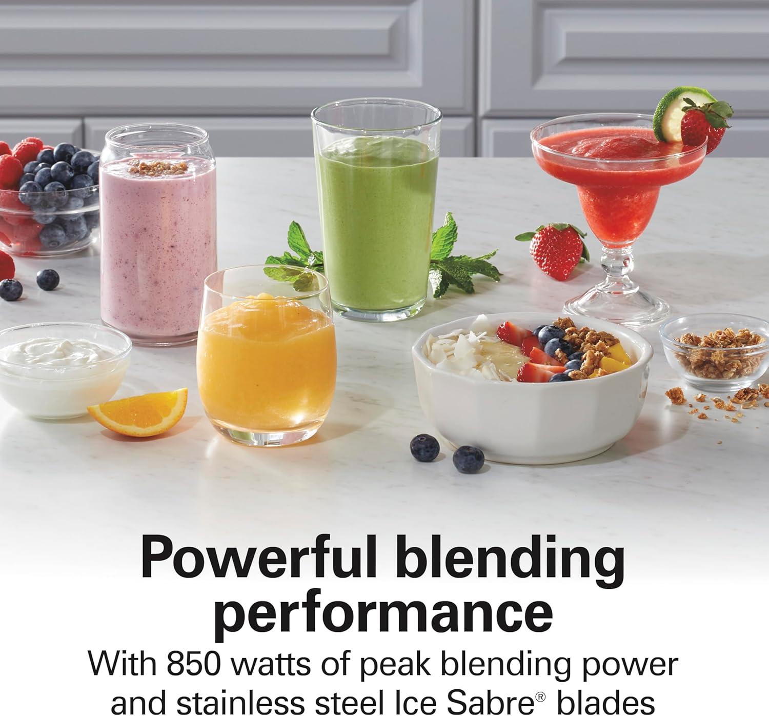 imageHamilton Beach Blender for Smoothies with 5 Functions Including Auto Smoothie Cycle Wave Action System for Ultra Smooth Results 850 Watts 40oz BPA Free Glass Jar Stainless Steel 56208Stainless Steel