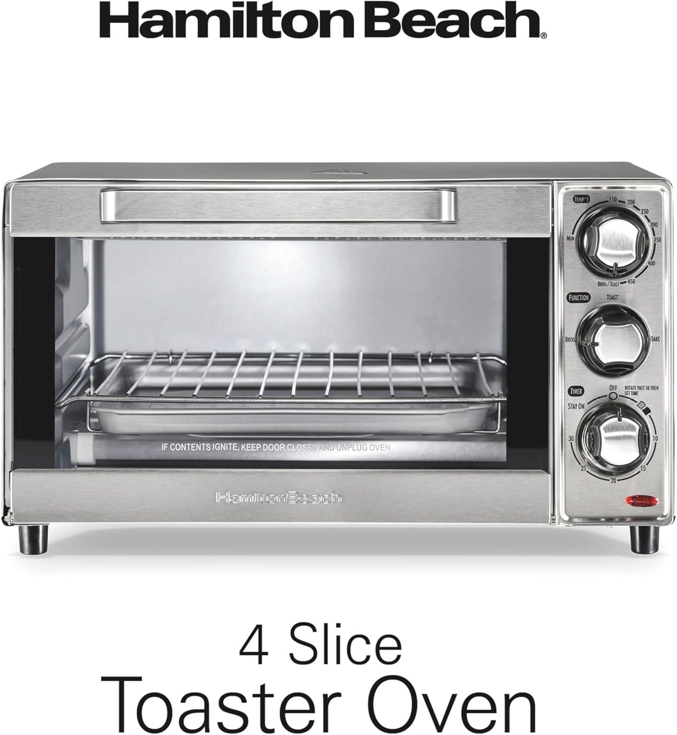 imageHamilton Beach Countertop Toaster Oven amp Pizza Maker Large 4Slice Capacity Stainless Steel 31401