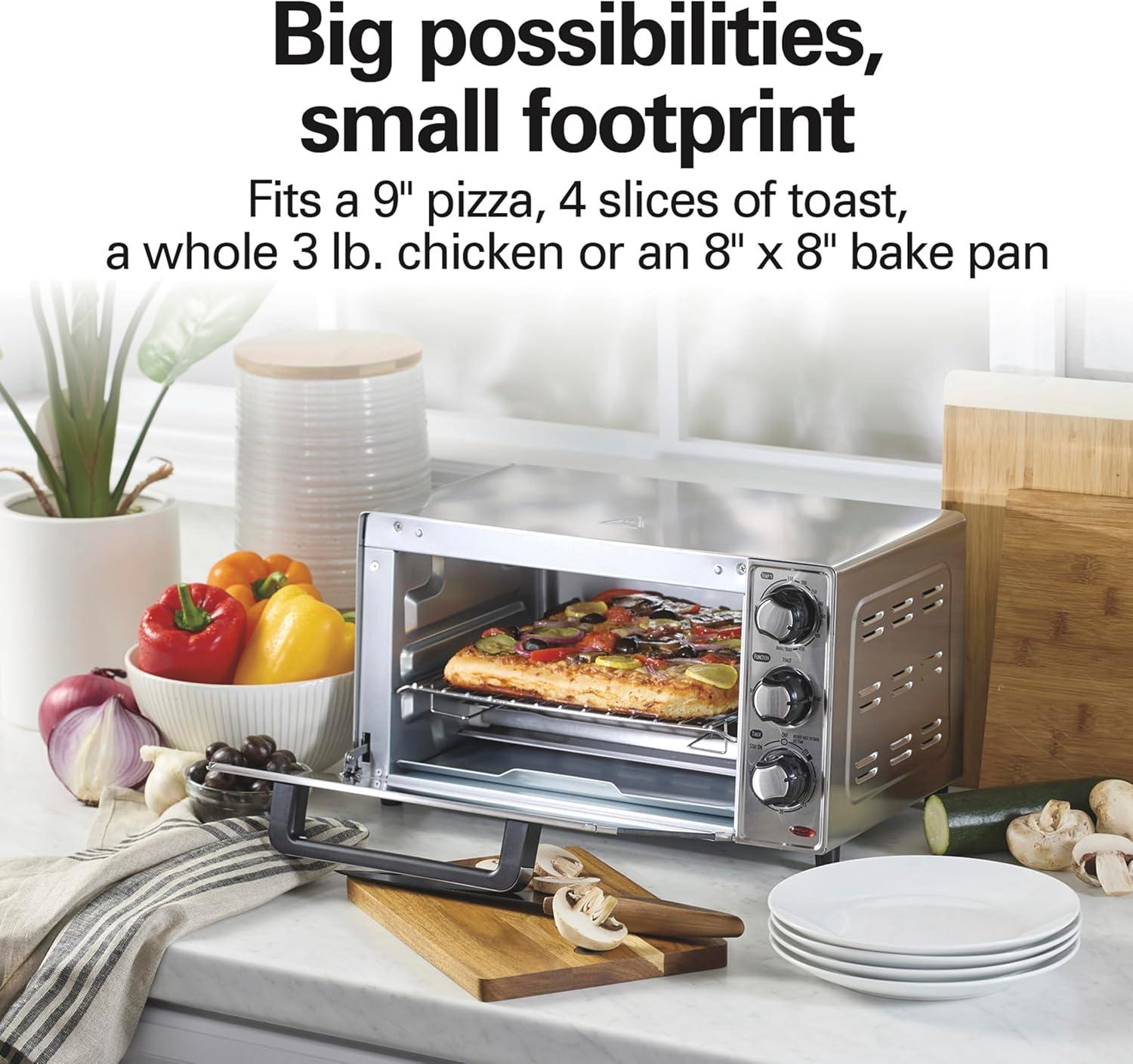 imageHamilton Beach Countertop Toaster Oven amp Pizza Maker Large 4Slice Capacity Stainless Steel 31401