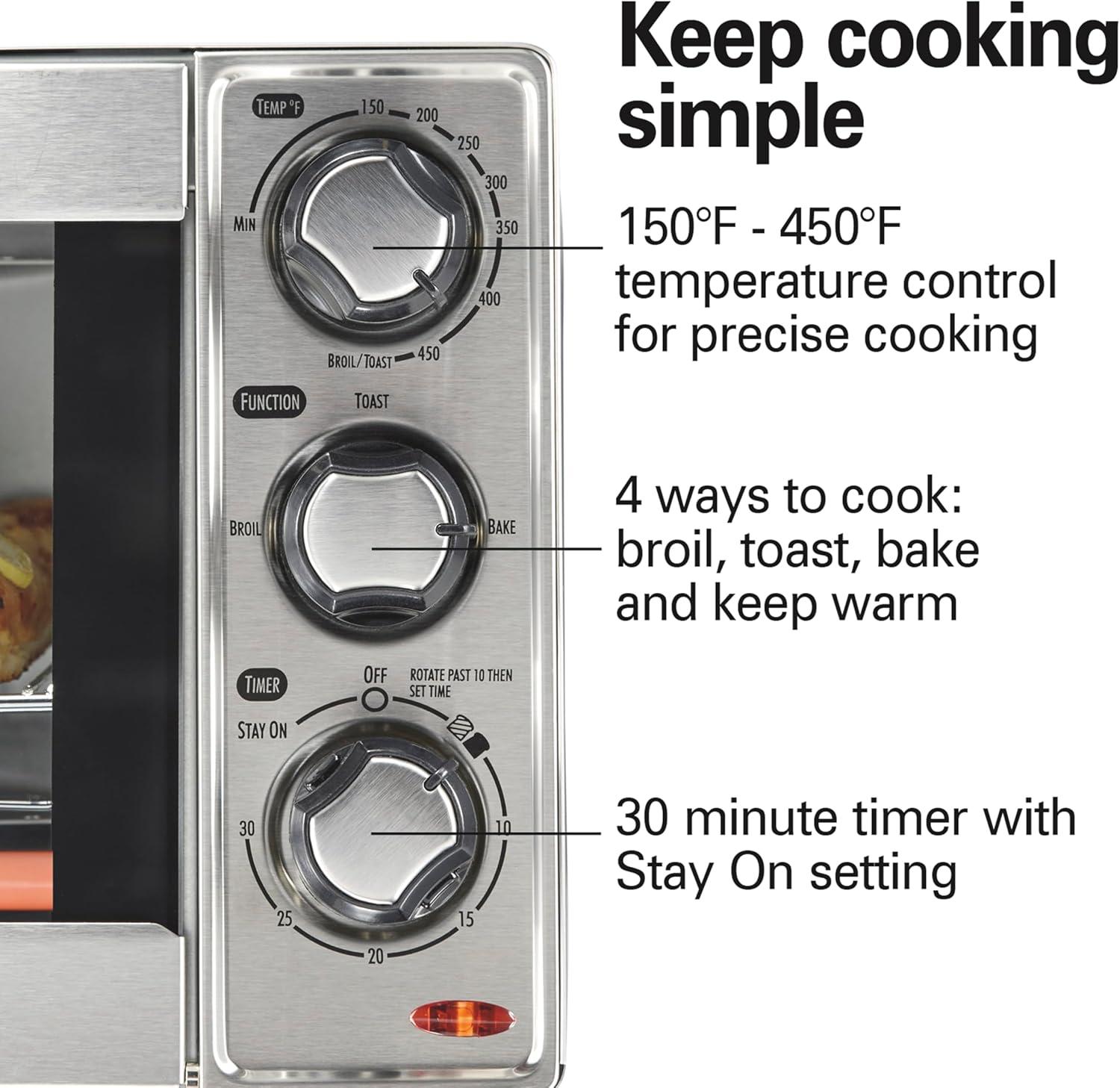 imageHamilton Beach Countertop Toaster Oven amp Pizza Maker Large 4Slice Capacity Stainless Steel 31401