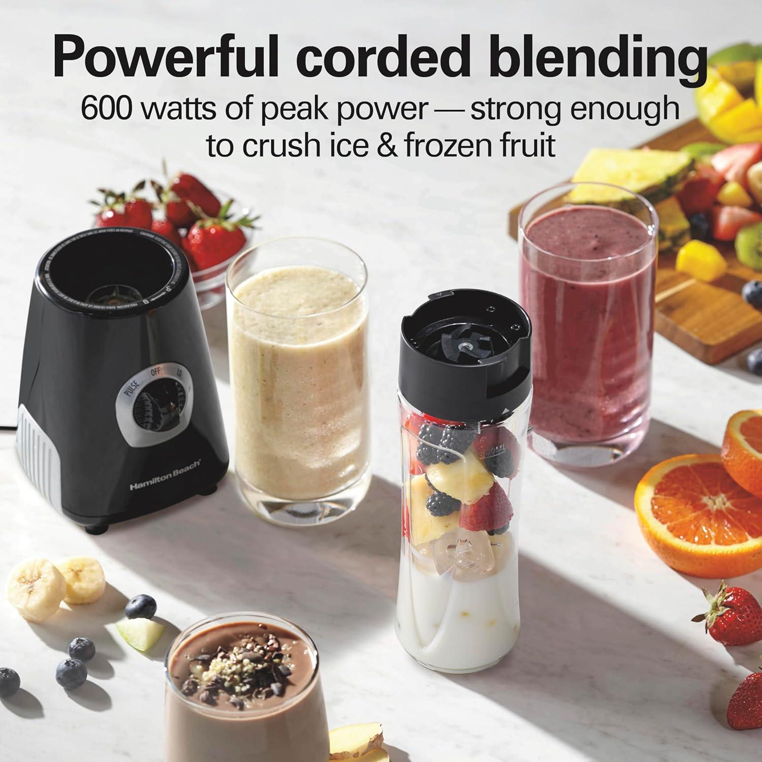 imageHamilton Beach Go Sport Portable Blender For Smoothies With 20 Oz BlendIn Personal Travel Jar 600 Watt Motor And Stainless Steel Blades For Powerful Blending Performance Black 51143G