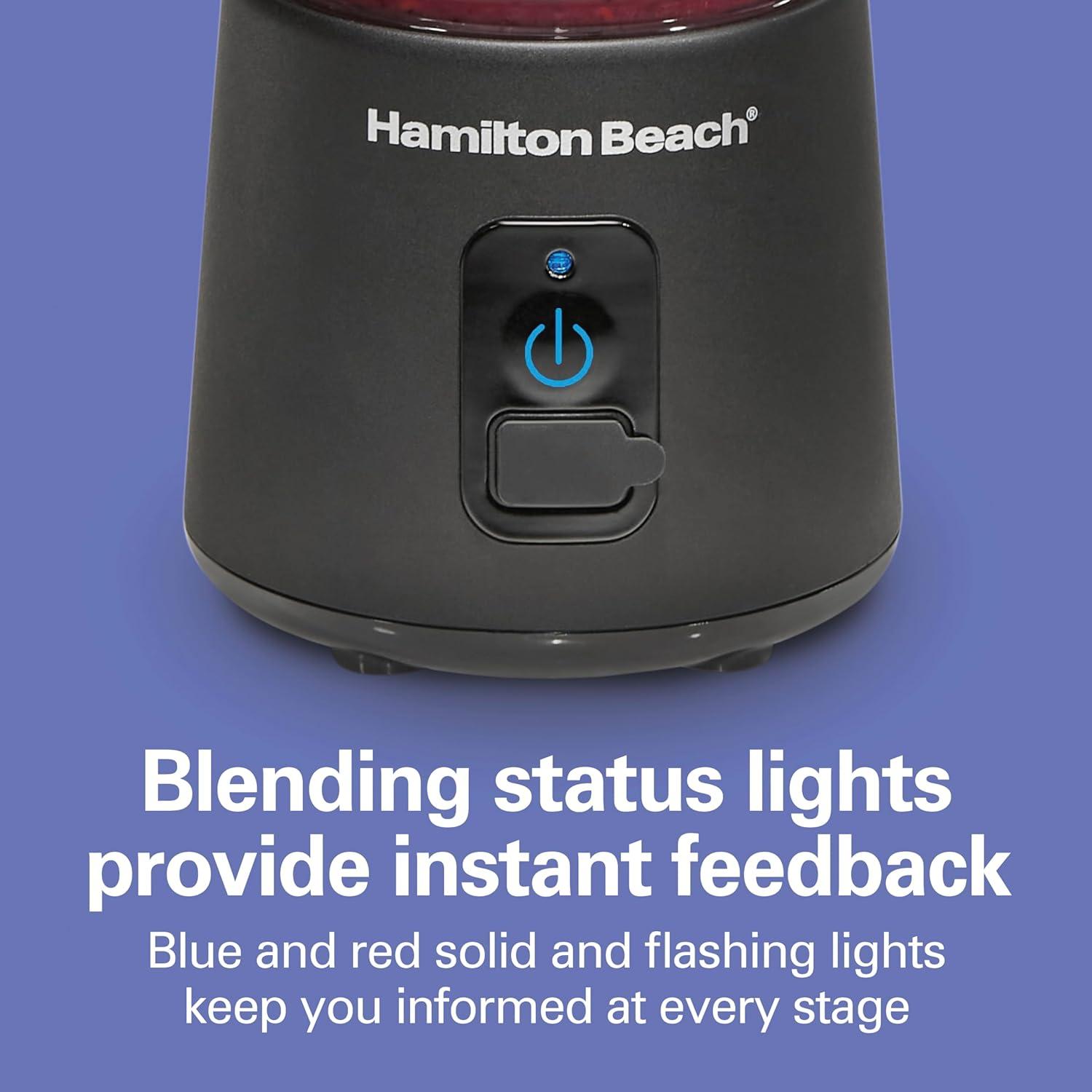 imageHamilton Beach Mini Cordless Portable Personal Blender for Shakes and Smoothies USB Rechargeable 16 oz Jar with Leakproof Travel Lid 6 Stainless Steel Blades Blue 51182Black