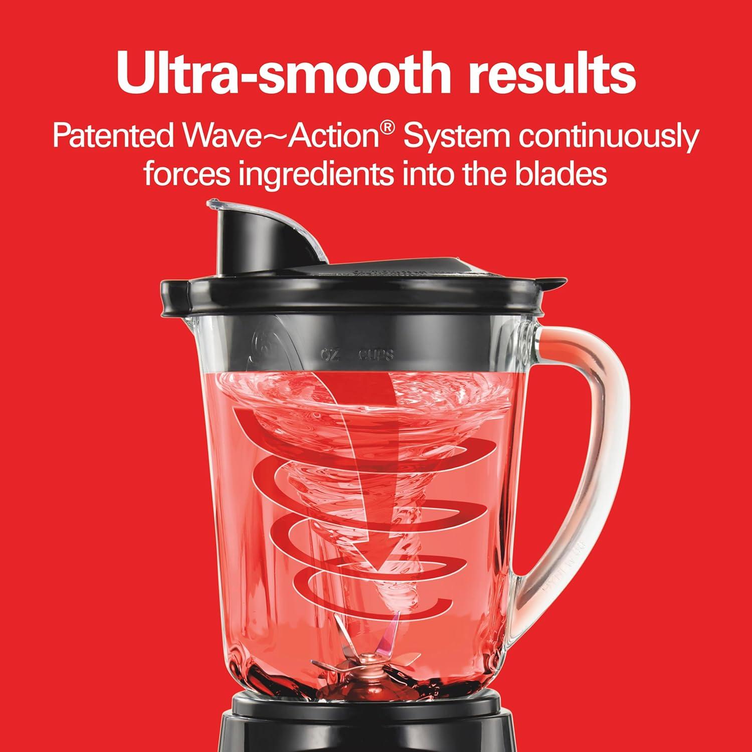 imageHamilton Beach Power Elite Blender for Smoothies with 3Cup Vegetable Chopper Mini Food Processor 40oz Glass Jar 12 Functions for Puree Ice Crush Black and Stainless Steel 58149 3 Cup Vegetable Chopper Black