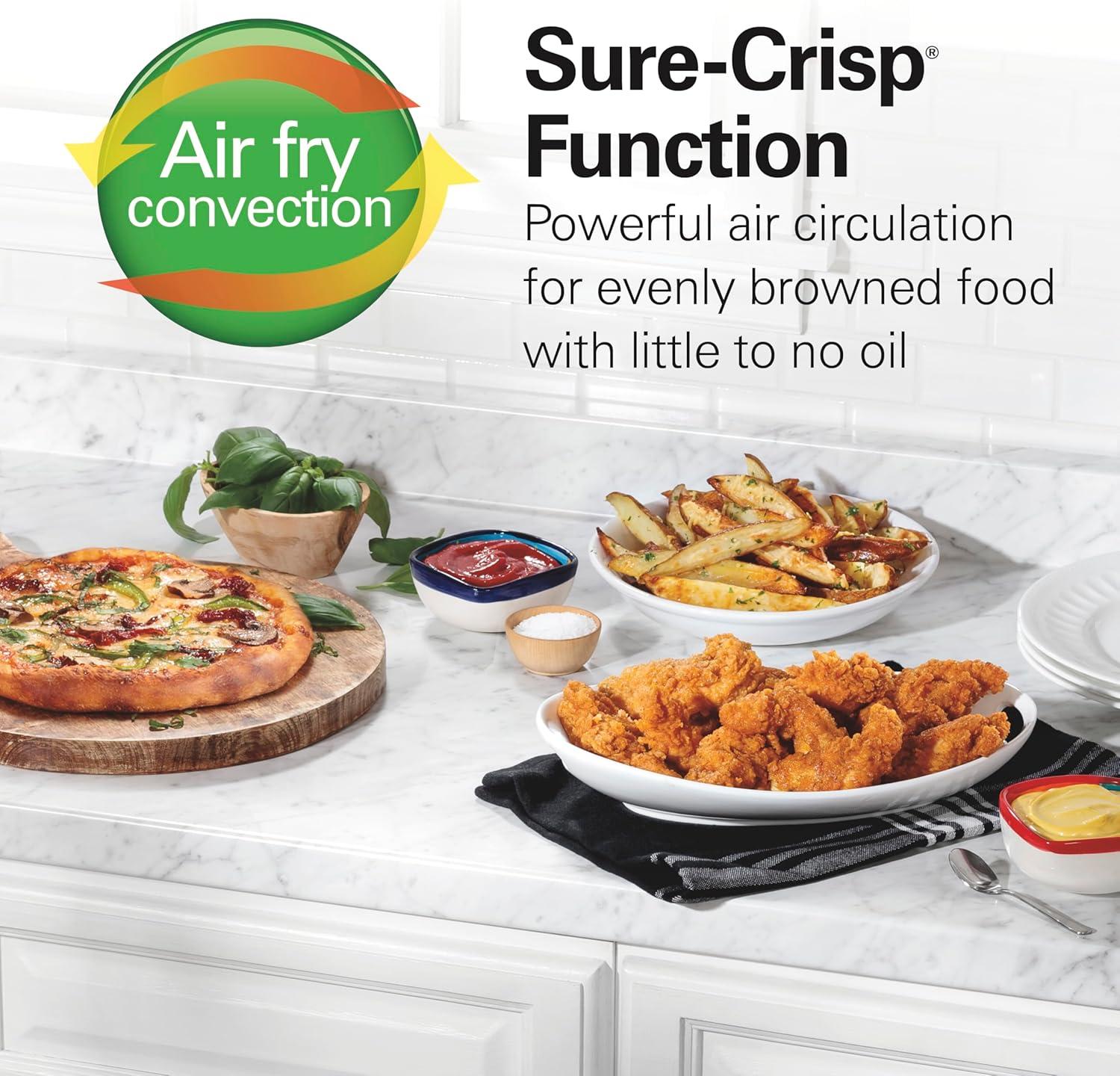 imageHamilton Beach SureCrisp Air Fryer Toaster Oven Combo Fits 9 Pizza 4 Slice Capacity Powerful Circulation Auto Shutoff Stainless Steel 31403