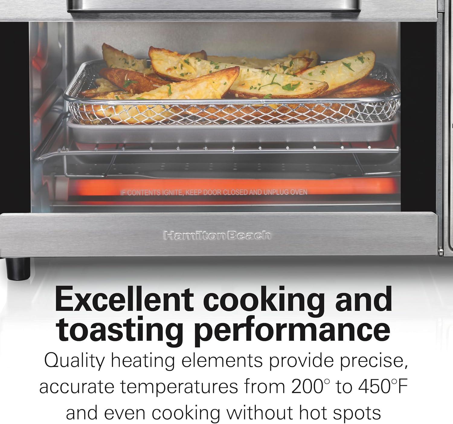 imageHamilton Beach SureCrisp Air Fryer Toaster Oven Combo Fits 9 Pizza 4 Slice Capacity Powerful Circulation Auto Shutoff Stainless Steel 31403