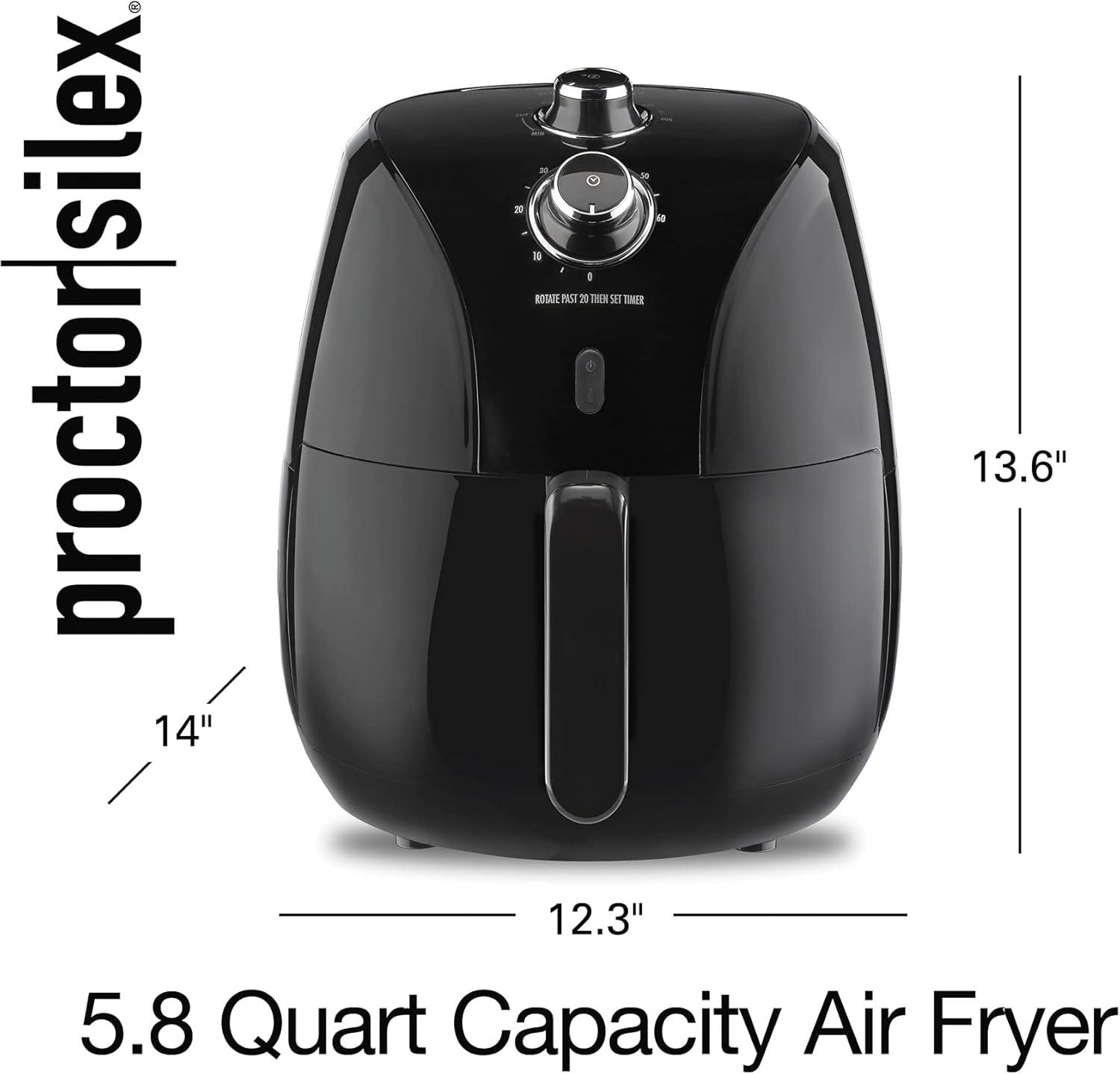 imageProctor Silex 58 QT Air Fryer Oven with Temperature Control 60 Min Timer Non Stick Basket 1700W Black 35060Black