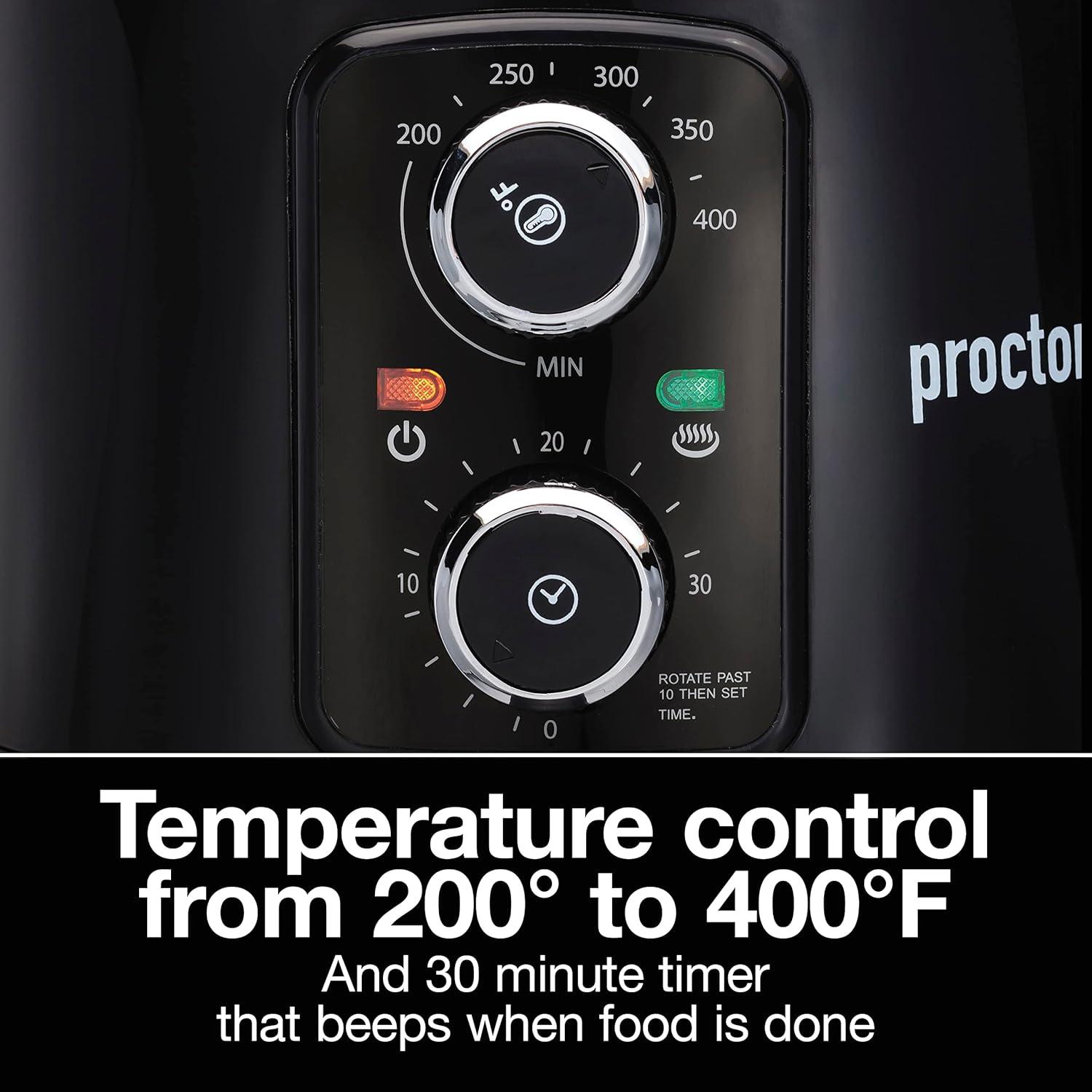 imageProctor Silex 58 QT Air Fryer Oven with Temperature Control 60 Min Timer Non Stick Basket 1700W Black 35060Black