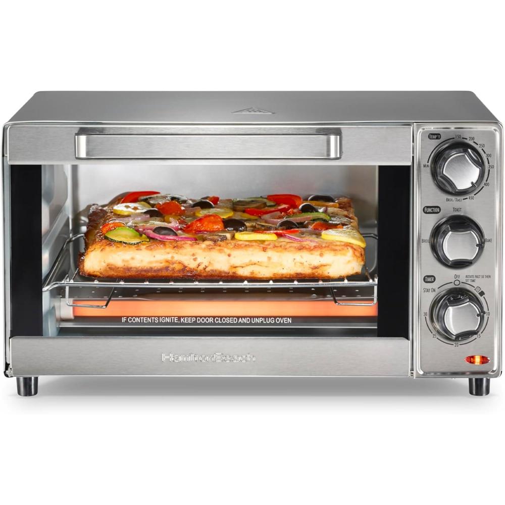 imageHamilton Beach Countertop Toaster Oven amp Pizza Maker Large 4Slice Capacity Stainless Steel 31401