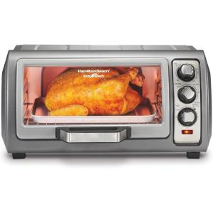Hamilton Beach 6 Slice Countertop Toaster Oven With Easy Reach Roll-Top Door, Bake, Broil & Toast Functions, Auto Shutoff, Silver (31127D)(6 Slice Convection Toaster Oven)