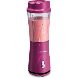 Hamilton Beach Portable Blender for Shakes and Smoothies, 14 Oz BPA Free Travel Cup & Lid, Durable Stainless Steel Blades, Personal Smoothie Blender, Blue, 51132G(Raspberry)