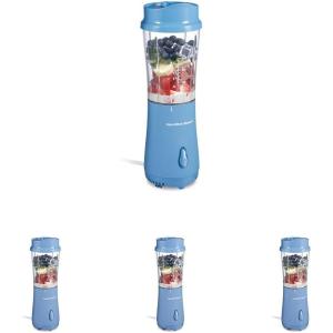 Hamilton Beach Portable for Shakes and Smoothies, 14 Oz BPA Free Travel Cup & Lid, Durable Stainless Steel Blades, Personal Smoothie, Black (51101AG)(Tranquil Blue)