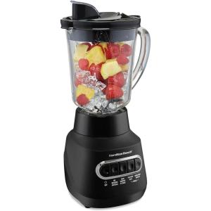 Hamilton Beach Wave Action Blender for Smoothies, Stainless Steel Ice Sabre Blades, 40oz Glass Jar, 800 Watts, Quiet Design, Black (58175)(40 oz Glass Jar)