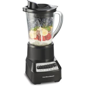 Hamilton Beach Wave Crusher Blender for Smoothies With 40 Oz Glass Jar and 14 Functions, Ice Sabre Blades & 700 Watts for Consistently Smooth Results, Black & Stainless Steel (54220)(Black)