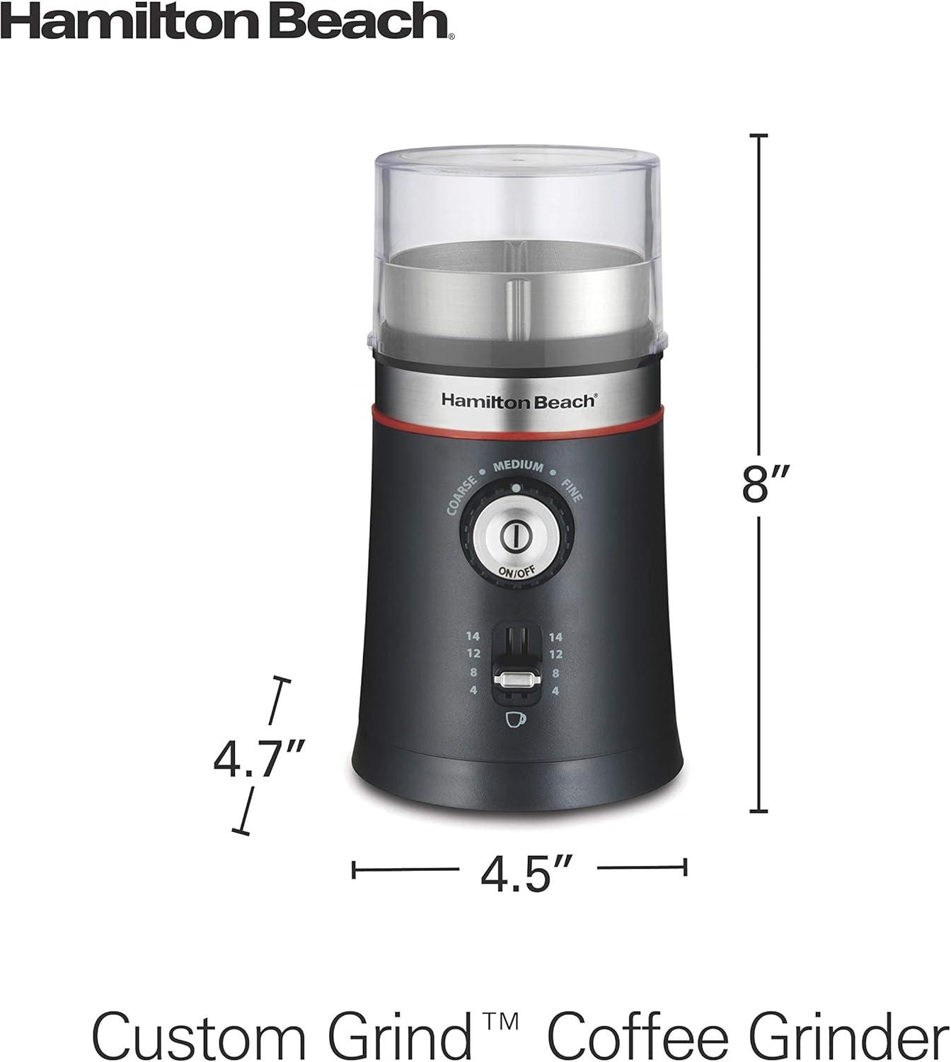 imageHamilton Beach 10oz Electric Coffee Grinder with Multiple Grind Settings for up to 14 Cups Stainless Steel Blades Black