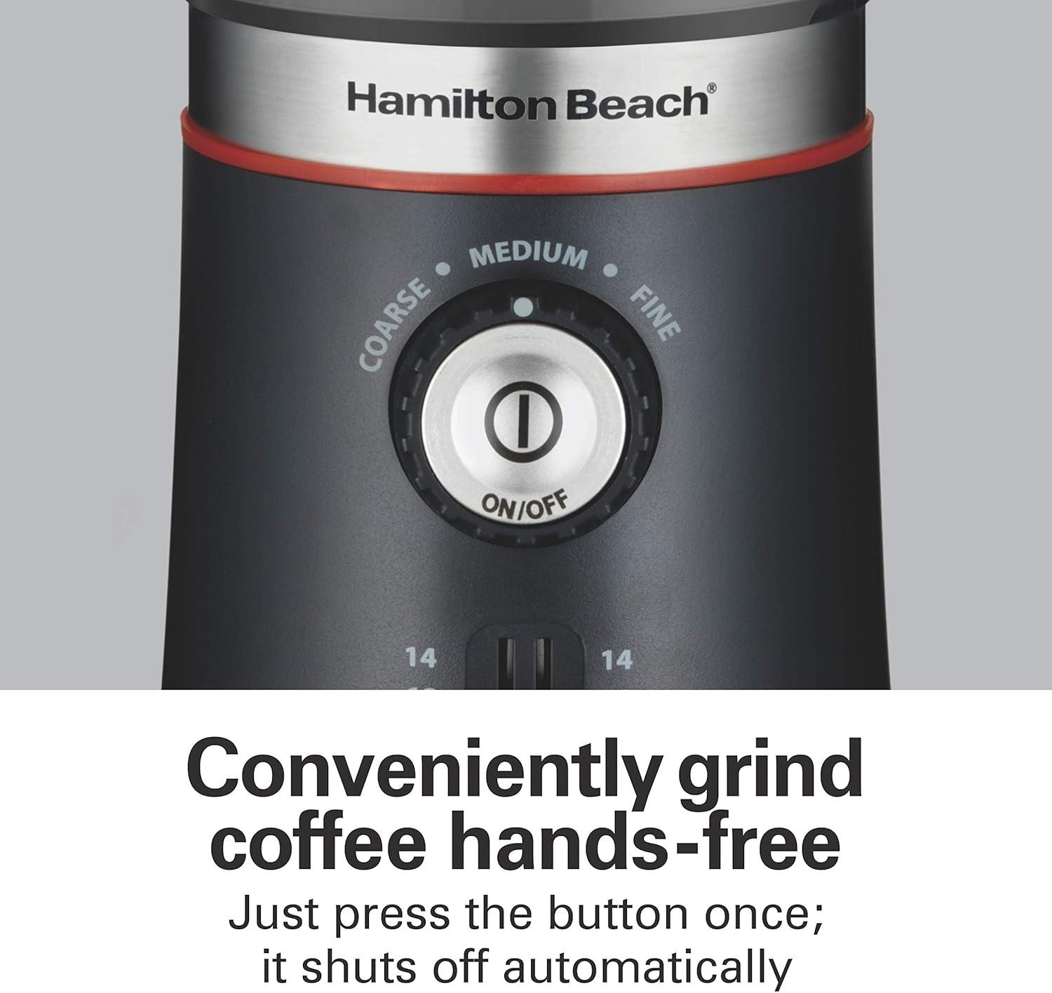 imageHamilton Beach 10oz Electric Coffee Grinder with Multiple Grind Settings for up to 14 Cups Stainless Steel Blades Black