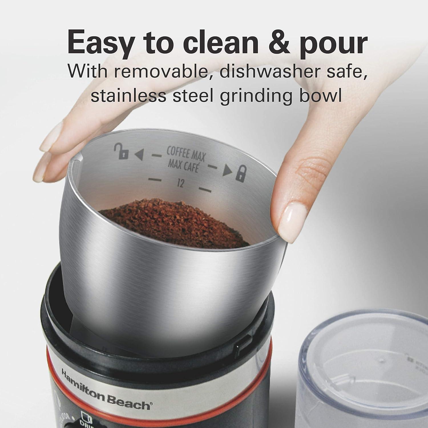 imageHamilton Beach 10oz Electric Coffee Grinder with Multiple Grind Settings for up to 14 Cups Stainless Steel Blades Black