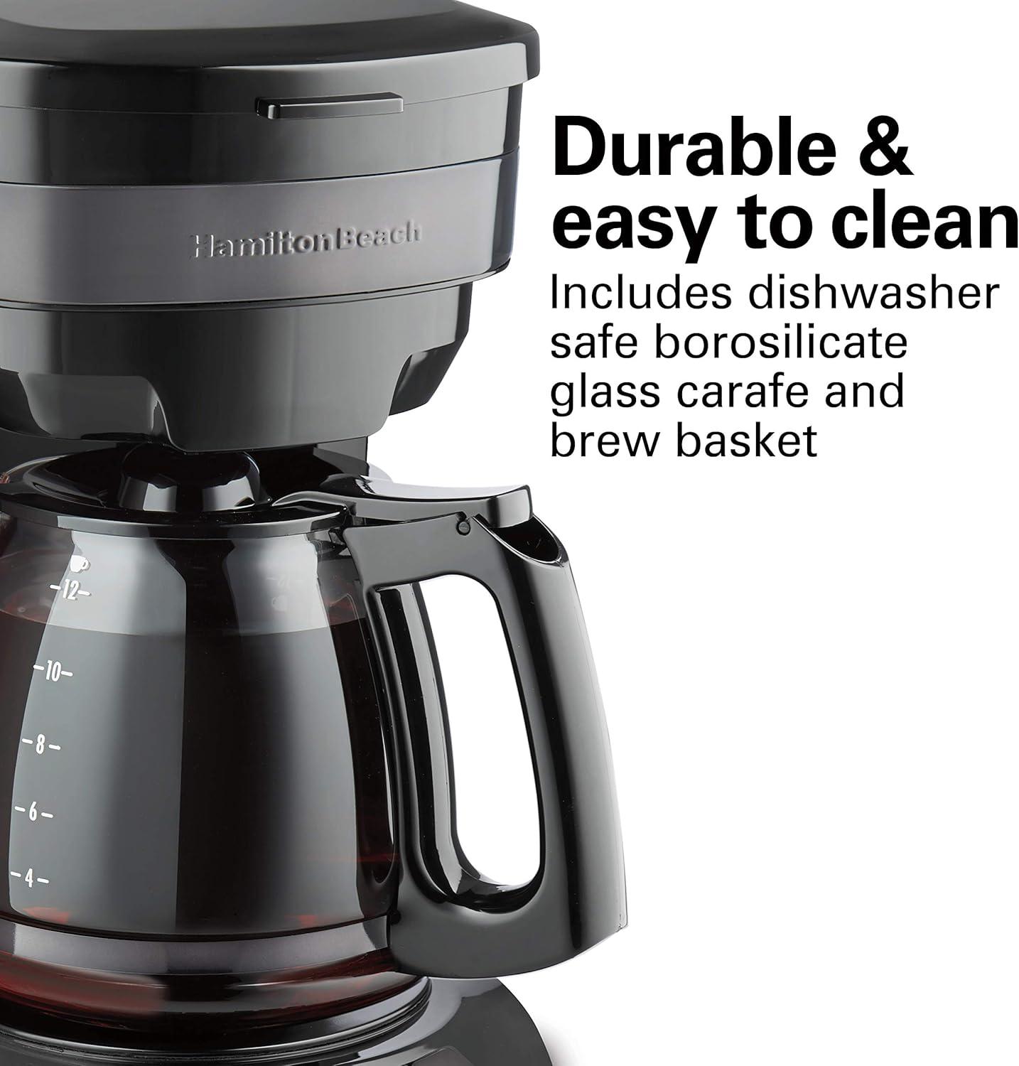 imageHamilton Beach 12 Cup Programmable Drip Coffee Maker Brew Options Glass Carafe 46299 Black with Stainless AccentsBlack Stainless